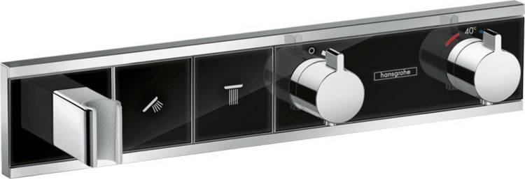Термостатический смеситель Hansgrohe RainSelect 15355600 для ванны, черный - хром
