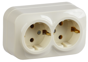 Розетка 2-местная с заземлением IEK Glory ERH21-K33-16 кремовый