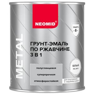 Грунт-эмаль по ржавчине 3 в 1 Neomid белая RAL 9010 0.9 кг