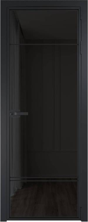 Межкомнатная дверь Profil Doors 4 AX цвет профиля Черный, стекло безопасное 6 мм черное тонированное 600x2000