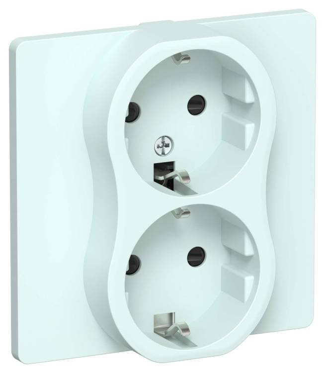 Розетка 2-местная с заземлением и шторками IEK Flite FI-R24C-16-1-K94 холодный лед