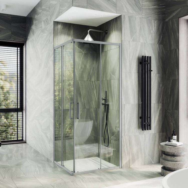 Душевой уголок MaybahGlass MGY-1323-5 профиль хром матовый, стекло бесцветное, 90x90x195