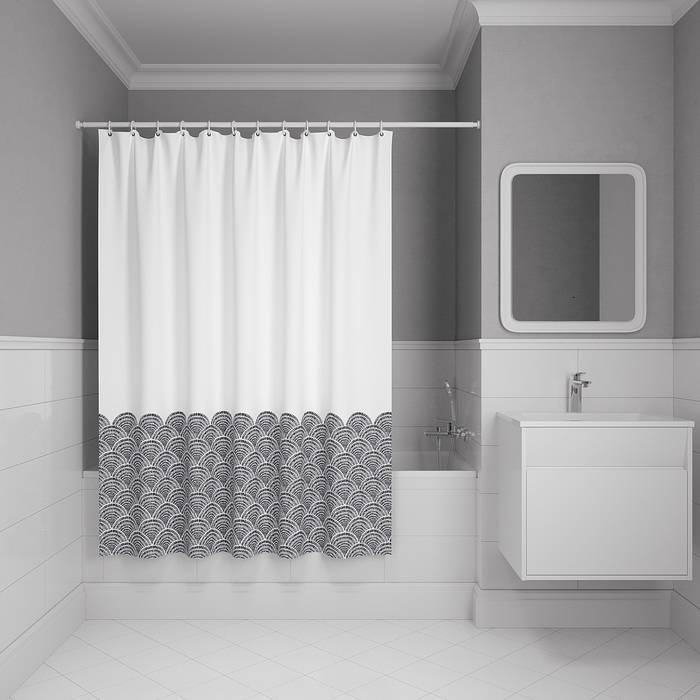 Штора для ванной Iddis Base BW01P18i11 полиэстер, 200x180, серый