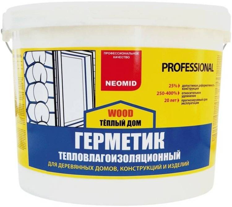 NEOMID PROFESSIONAL WOOD герметик тепловлагоизоляционный, межшовный, тик (3кг)