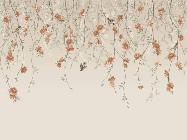 Фреска Ortograf Chinoiserie 33932 Delicate flowers Филиграна со стразами FM-F/S