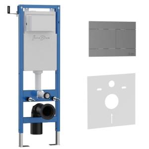 Система инсталляции для унитазов Iberica Blanca Inox-R IB.001М.015.02 кнопка смыва вороненая сталь