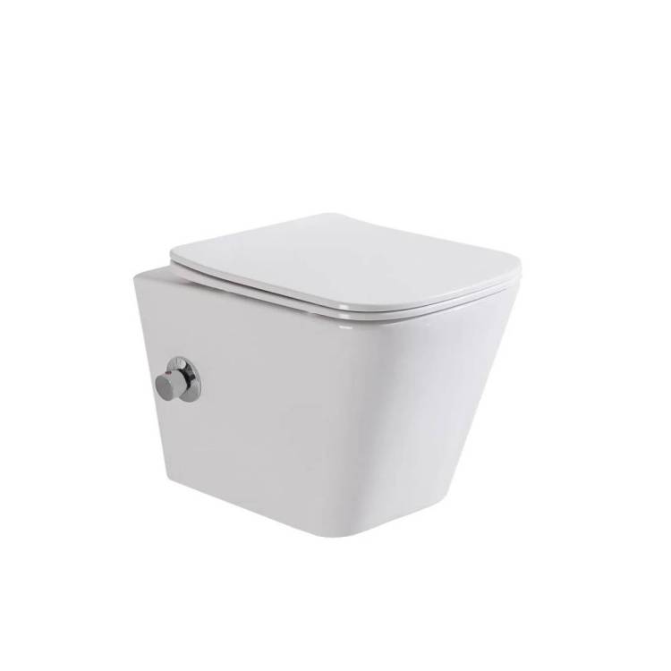 Унитаз подвесной BelBagno Due BB3103CHR-BS/SC с сиденьем и креплением, с функцией биде и смесителем