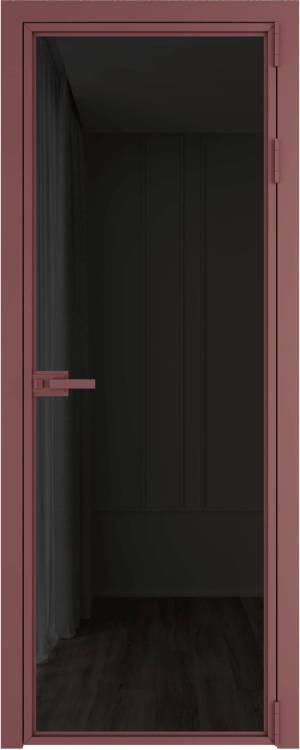 Межкомнатная дверь Profil Doors 1 AX цвет профиля Красный антрацит, стекло безопасное 6 мм черное тонированное 600x2000