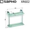 Полка SAPHO X-ROUND стеклянная с металлическим бортиком, двойная, 400x400x130 мм, хром фото 2