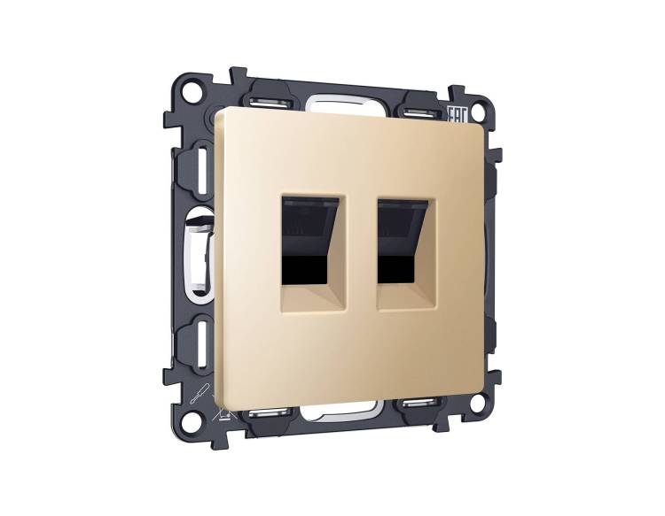 Комплект механизма компьютерной двойной розетки Ambrella Volt MA MA612110 шампань