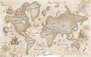 3D Фотообои Artegrafico «Эскизная карта мира в тёплых тонах» KID-030 песок