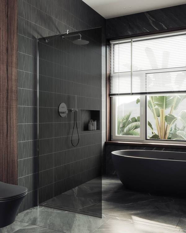 Душевая перегородка MaybahGlass MGD-698-5ш 79x195, стекло графит 8 мм, профиль хром матовый