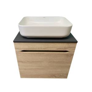 Тумба с раковиной Sintesi STL.W7017_SIN-LVB-APP-409WM подвесная, Дуб сонома, белый матовый