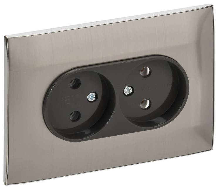 Розетка 2-местная IEK Skandy SK-R20-10-K50-F никель