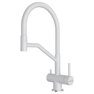 Смеситель для кухни Paulmark Rubert Ru213175-WH с гибким изливом, белый матовый