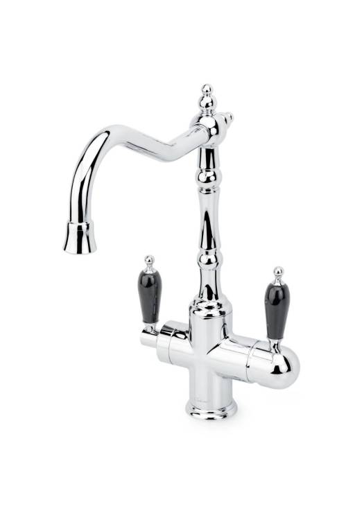 Смеситель для кухни Boheme Tradizionale Chromo 113-BLC с подключением фильтра питьевой воды, с ручкой черная керамика