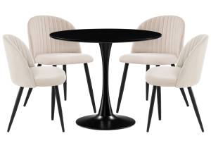 Обеденная группа Woodville Аринай 528364 beige, black, стулья ткань