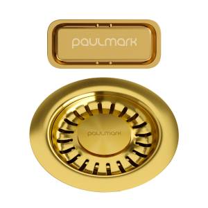 Слив Paulmark PM6024-BG с овальным переливом, брашированное золото