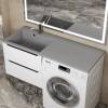 Раковина Uperwood Cosmos Quartz RCosmos Quartz120LS над стиральной машиной, левая, серый шелк, 120x48 фото 3