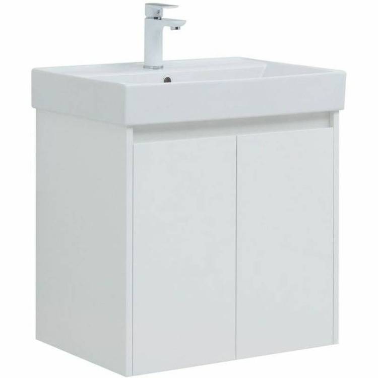 Тумба с раковиной Aquanet Nova Lite 60 302523 подвесная, белый глянец