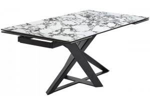 Стол Woodville Vicenza 589755 gloss bulgari white/черный 180(260)x100x76