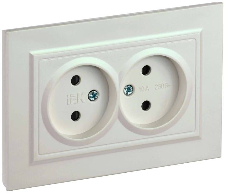 Розетка 2-местная с защитными шторками IEK Brite BR-R23-10-K36-F жемчуг