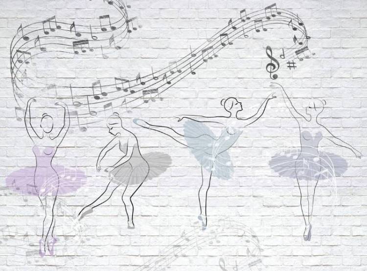 3D Фотообои Artegrafico «Балерины на кирпичной стене» PD-043 канвас