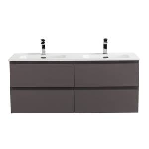 Тумба с раковиной BelBagno Kraft 120 на две чаши, Темно-серый матовый, раковина BB1200-2-ETL