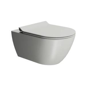 Унитаз подвесной GSI Pura 881517 безободковый, с крышкой-сиденьем микролифт, серый матовый