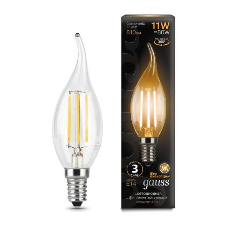 Светодиодная филаментная лампа Gauss Filament Candle 104801111