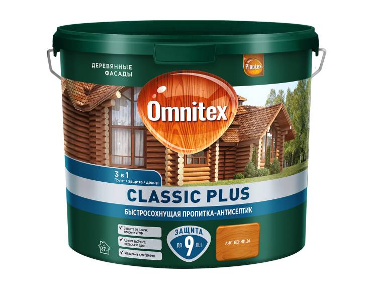 Пропитка декоративная для защиты древесины Omnitex Classic Plus лиственница 2.5 л