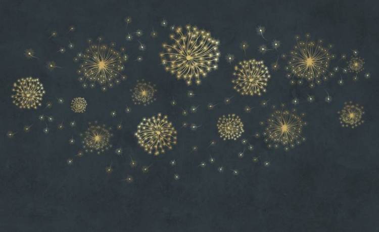 3D Фотообои Artegrafico «Летящие одуванчики на фактурном фоне» PL-036 акварель