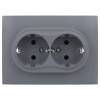 Розетка 2-местная с заземлением и шторками IEK Skandy SK-R24-16-K03-F серый фото 2