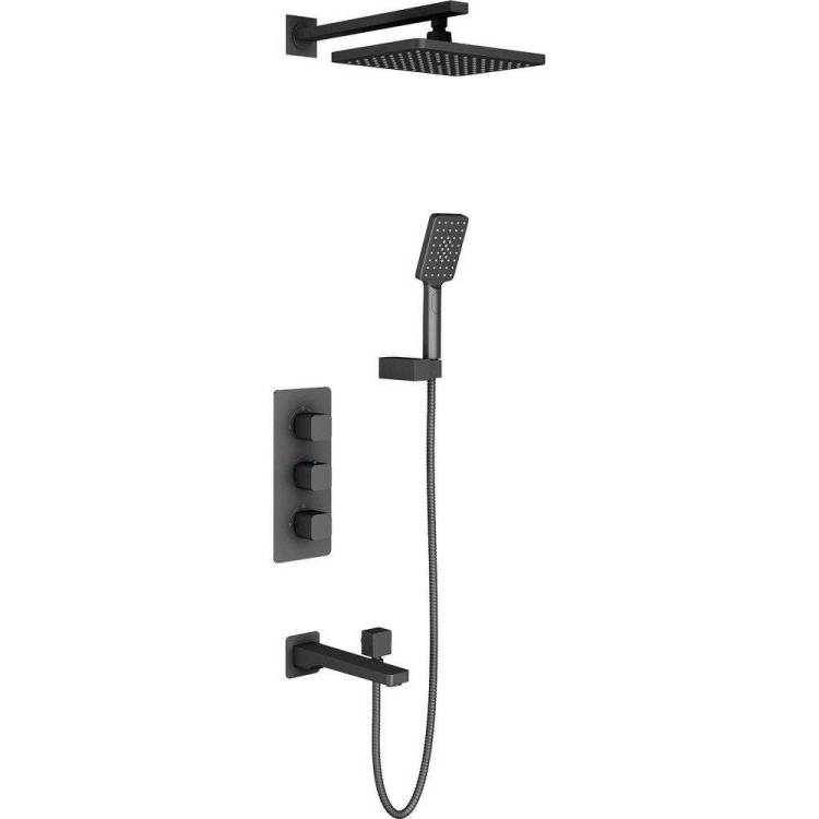 Душевой комплект Timo Petruma SX-5049/03SM черный, с термостатом