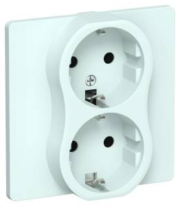 Розетка 2-местная с заземлением IEK Flite FI-R21C-16-K94 холодный лед