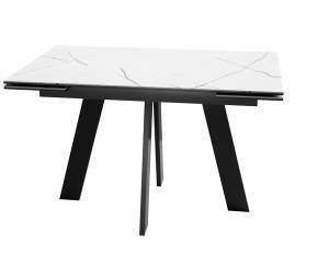 Стол Дик DikLine SKM120 00-00067260 белый мрамор, подстолье черное, опоры черные 120(180)x80x77