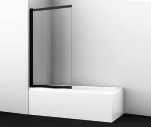 Шторка на ванну Wasserkraft Dill 61S02-80 WS Fixed профиль черный, стекло прозрачное, 80x140
