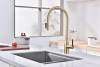 Смеситель для кухни Paulmark Universal Un213880-LG с выдвижным изливом, светлое золото фото 5