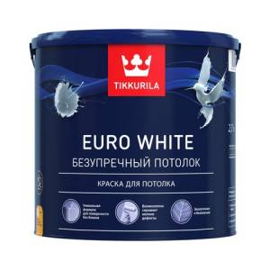 TIKKURILA EURO WHITE Безупречный потолок, краска для потолка, глубокоматовая, белая (9л)