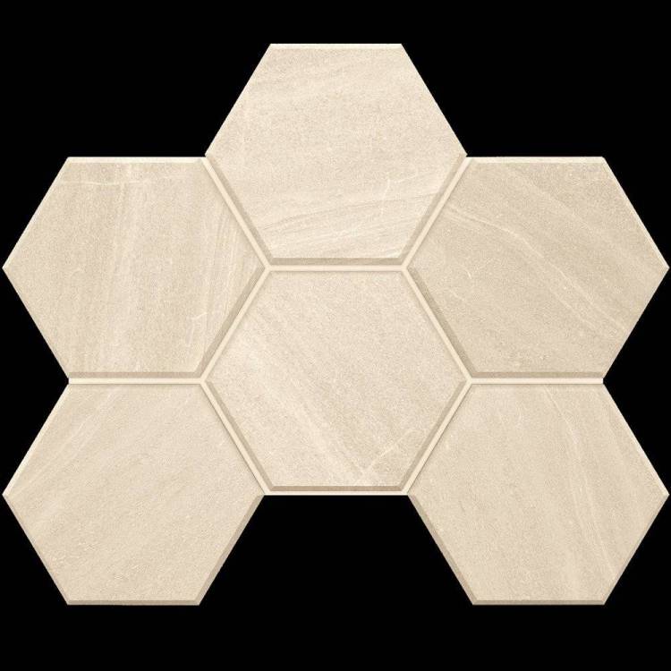 Мозаика Estima Gabbro 39870 Mosaic/GB01_NR/25x28,5/Hexagon White 25x28.5
