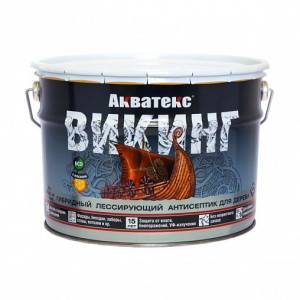 Антисептик для дерева гибридный лессирующий Акватекс Викинг полуматовый, белый 9 л