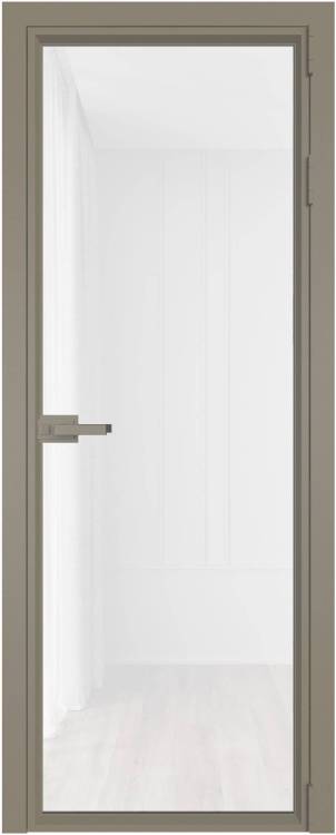 Межкомнатная дверь Profil Doors 1 AV цвет профиля Никель матовый, стекло безопасное 6 мм белый триплекс 800x2000