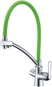 Смеситель для кухни Lemark Comfort LM3070C-Green с гибким изливом