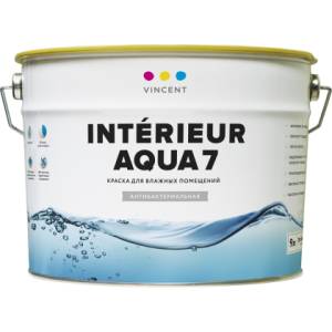 Краска для влажных помещений Vincent Interieur Aqua I 7 шелковисто-матовая ЖБ база A 9 л