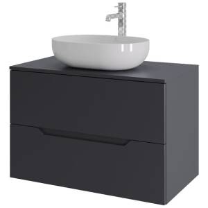 Тумба с раковиной Orange Line Li-80TugMDF+B05-480W графит матовый, 80.5 см