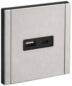 Розетка USB type A+C IEK Forte&Piano FP-U22-018-M-K50 никель