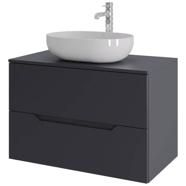 Тумба с раковиной Orange Line Li-80TugMDF+B05-480W графит матовый, 80.5 см