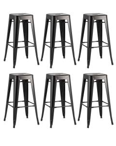 Набор из 6 барных стульев Stool Group Tolix YD-H765 LG-01 X6 черный глянцевый