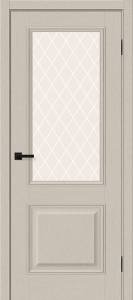 Межкомнатная дверь Bravo Классик-13 полотно Cream Silkwood, стекло White Сrystal 900x2000