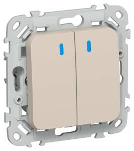 Выключатель 2-клавишный проходной IEK Flite FI-V22-1-10-1-K88 льняной